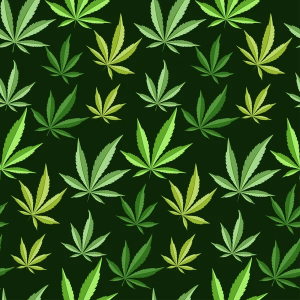 Maconha verde fundo vetor ilustração sem costura padrão maconha folha erva narcótico têxtil —  Vetores de Stock