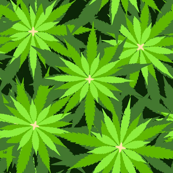 녹색 마리화나 배경 벡터 그림 완벽 한 패턴 마리화나 잎 허브 마약 섬유 — 스톡 벡터