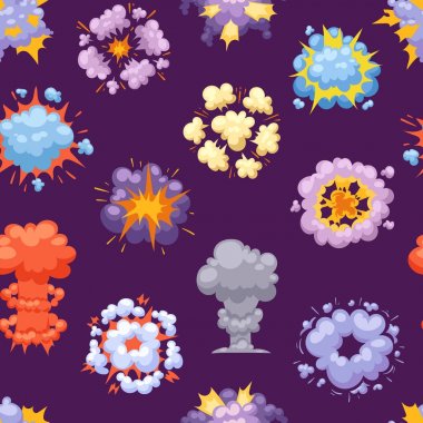 Çizgi film patlama patlama etkisi seamless modeli patlayabilir patlama alev vektör çizim.