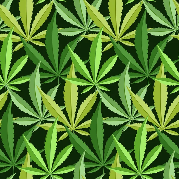 Maconha verde fundo vetor ilustração sem costura padrão maconha folha erva narcótico têxtil —  Vetores de Stock