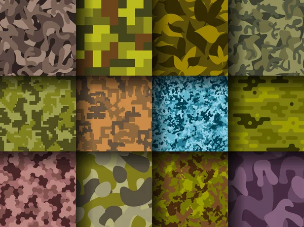 Militaire of jacht kleding camouflage hand getrokken naadloze patroon abstracte vulling achtergrond vectorillustratie. — Stockvector