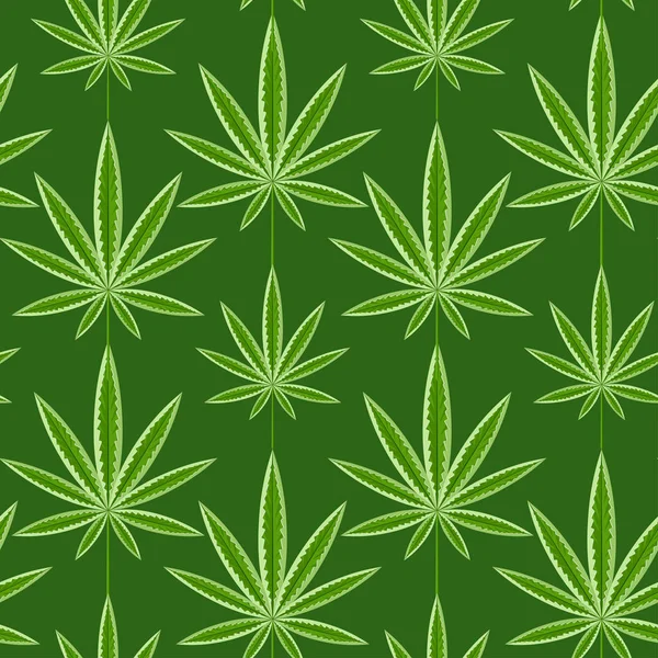 Green marijuana background vector illustration seamless pattern marihuana leaf herb narcotic textile — Stock Vector