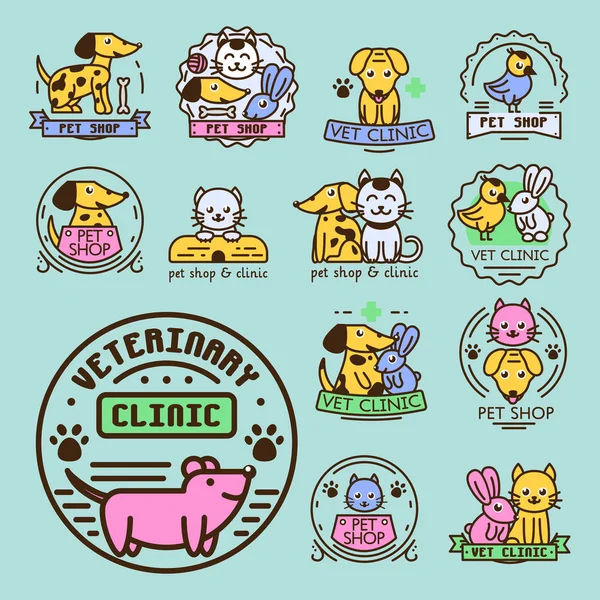 Autocollant graphique vectoriel pour badge animal de compagnie insigne domestique chien animal vétérinaire autocollant illustration — Image vectorielle