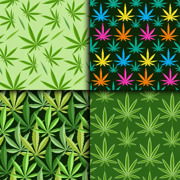 Векторная иллюстрация зеленой марихуаны бесшовный рисунок травы листьев марихуаны наркотический текстиль — стоковый вектор