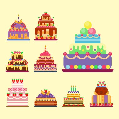 Düğün pastası pasta el stil tatlı tatlı ekmek töreni lezzetli vektör çizim çekilmiş.