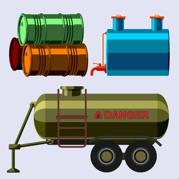 Petrol davul konteyner yakıt varil satır Çelik varil kapasiteli doğal metal eski bağırsakları kimyasal gemi vektör çizim tankları — Stok Vektör