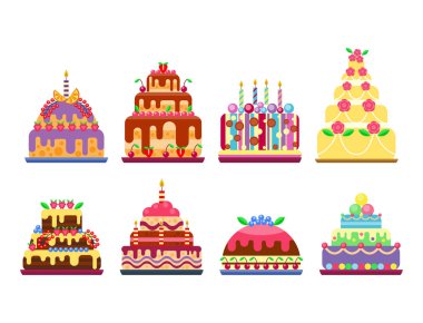 Düğün pastası pasta el stil tatlı tatlı ekmek töreni lezzetli vektör çizim çekilmiş.