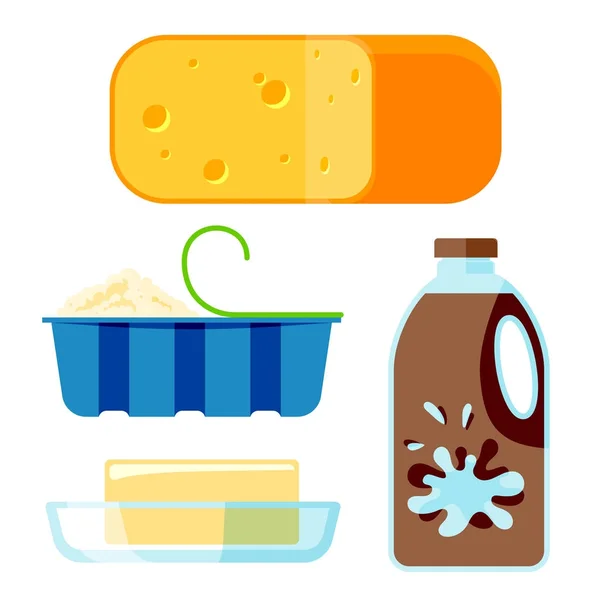 Lácteos productos lácteos bebida orgánica botella saludable yogur crema nutrición granja calcio desayuno vector ilustración . — Vector de stock