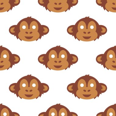 Karikatür hayvan maymun parti maskeleri vektör çizim parti eğlenceli Dikişsiz desen arka plan.