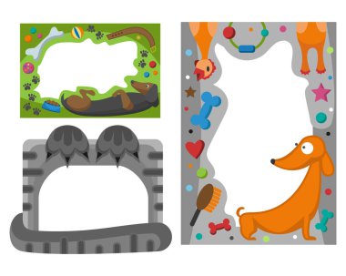 Çerçeve doğum günü tasarım bebek kutlama vektör çizim şirin mutlu yıllar evcil hayvan fotoğraf.