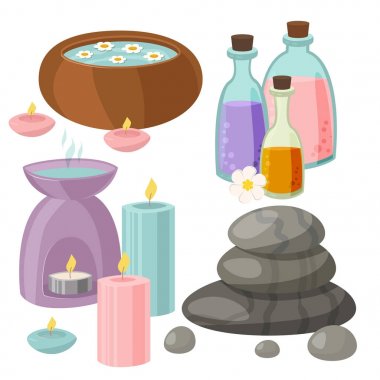 Spa tedavisi güzellik yordamlar sağlık simgelerin vektör çizimler.