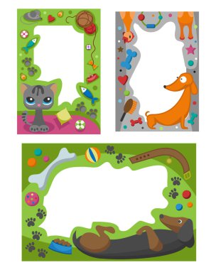 Çerçeve doğum günü tasarım bebek kutlama vektör çizim şirin mutlu yıllar evcil hayvan fotoğraf.