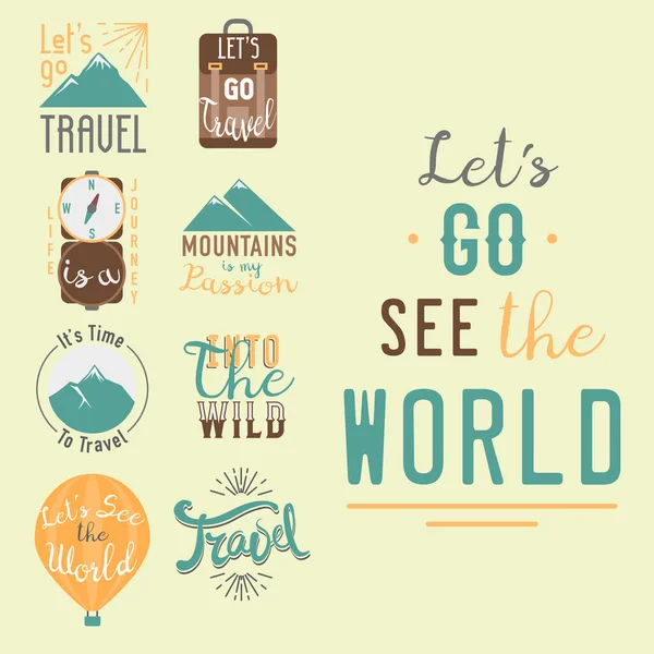 Vintage typographie voyage motivation badge nature aventure vectoriel aventure emblème illustration — Image vectorielle