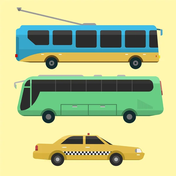 Városi közlekedés nyilvános iparági vektor lapos illusztrációk forgalom jármű utcai turizmus modern üzleti városkép utazás módja. — Stock Vector