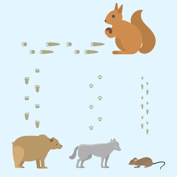 Animal footprints include mammals and birds foot print trace wildlife track steps wild nature silhouette vector Vector Graphics