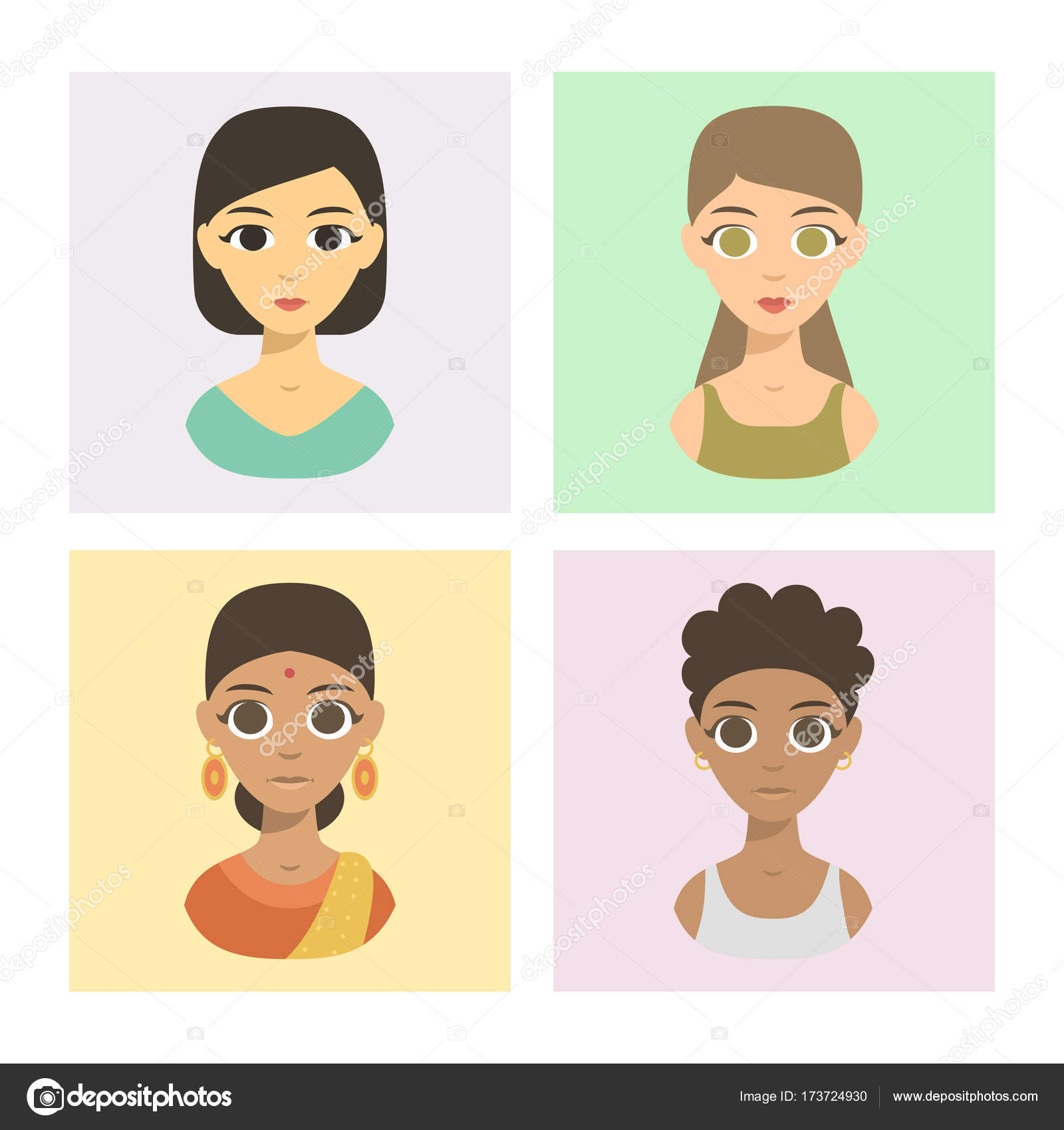 Cool avatars different brochure nations people portraits ethnicity different skin tones ethnic affiliation and hair styles vector illustration. Stock Vector Image by ©VectorShow #173724930 Cool avatars different brochure nations people portraits ethnicity different skin tones ethnic affiliation and hair styles vector illustration. Stock Vector Image by ©VectorShow #173724930