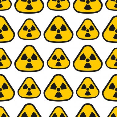 Endüstriyel elektrik kirliliği istasyonu baca duman reaktör sembol Dikişsiz desen arka plan nükleer enerji işareti vektör