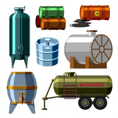 Petrol davul konteyner yakıt varil satır Çelik varil kapasiteli doğal metal eski bağırsakları kimyasal gemi vektör çizim tankları
