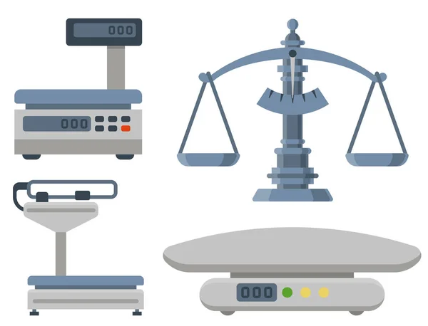 Instrumentação de medição de peso equilíbrio ferramentas equipamento vetor ilustração — Vetor de Stock