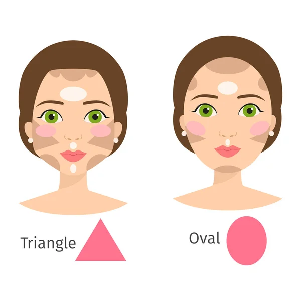 Ensemble de différents types de visage de femme illustration vectorielle formes de caractère fille maquillage belle femelle — Image vectorielle