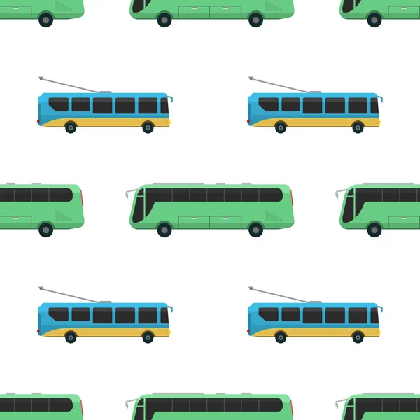 Városi közlekedési nyilvános iparági busz varrat nélküli mintát vektor lapos illusztrációk forgalom jármű utcai turizmus utazás módja. — Stock Vector