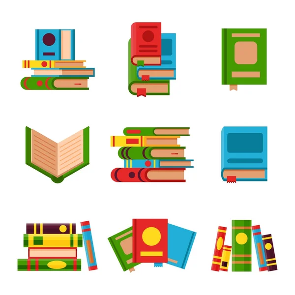 Ilustracja wektorowa kolorowe książki dowiedzieć się analizy literatury otwarty i zamknięty edukacji wiedzy dokumentu Podręcznik — Wektor stockowy