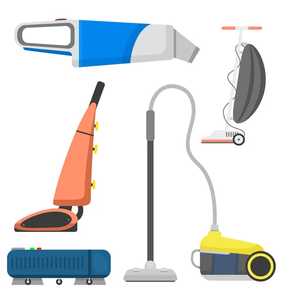 Professionele reinigingsapparatuur geïsoleerd vector huis opruimen vacuüm schoongemaakt reinigen van apparatuur huishouden tools. — Stockvector