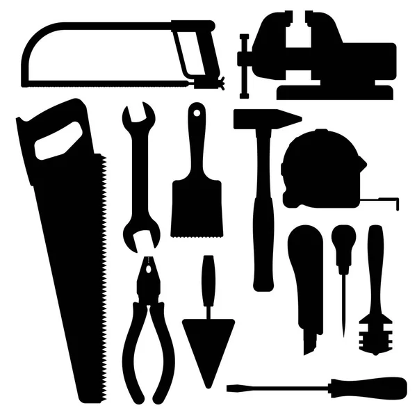 Vettore vari colori piatta casa di design strumenti di riparazione attrezzature icone costruzione casa utensili . — Vettoriale Stock