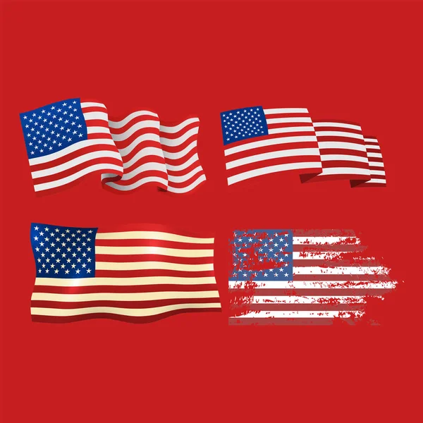 День незалежності США прапори Сполучених Штатів американський символ свободи національним знаком Векторні ілюстрації — стоковий вектор