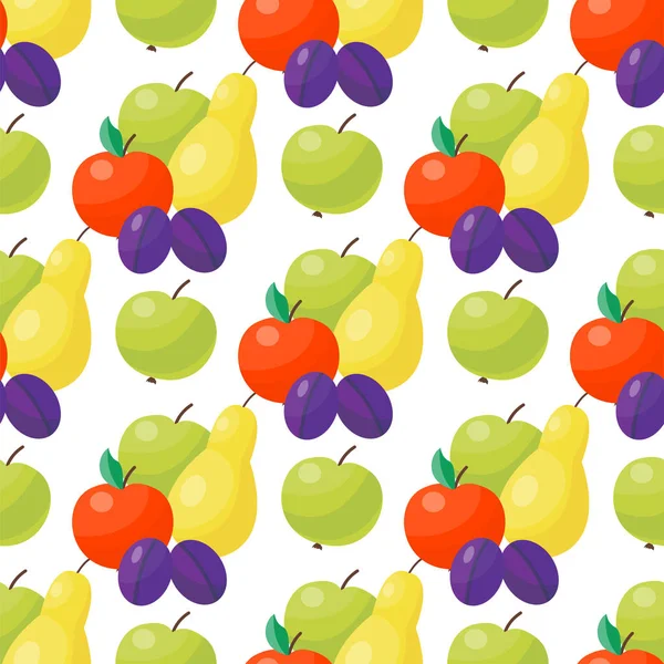Maçã fundo vetor ilustração têxtil verde frutas sem costura padrão natural vegetariano saudável verão pano de fundo . — Vetor de Stock