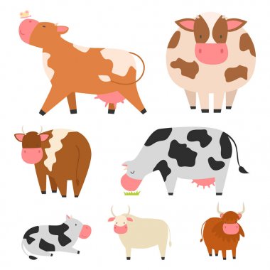 Boğalar inek hayvan karakter vektör çizim sığır memeli doğa vahşi sığır tarım çiftlik.