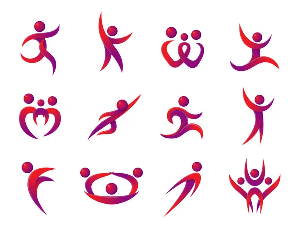 Silueta abstraktní lidé výkon znak logo lidská postava pozice vektorové ilustrace. — Stockový vektor