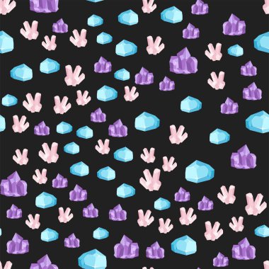 Yarı değerli taşlar seamless modeli mineral taş renkli arka plan parlak kristal vektör çizim zar