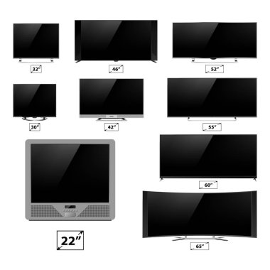 TV ekran lcd monitör şablon elektronik cihaz teknolojisi dijital aygıt görüntü vektör çizim.
