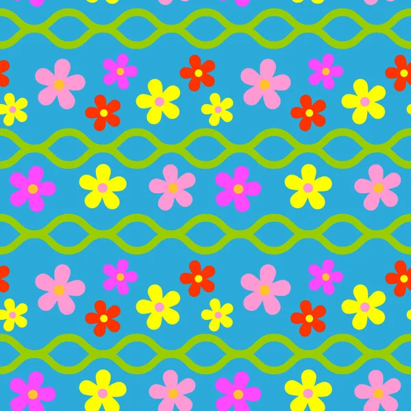 Nature fleur illustration sans couture motif arrière-plan vecteur — Image vectorielle