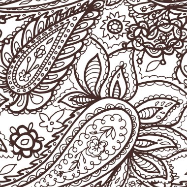 Çiçek mehendi desen süs vektör illüstrasyon elle çizilmiş kına mhendi desen Hindistan tribal desenli arka plan