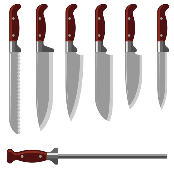 Kitchen knife weapon steel sharp dagger metal military dangerous metallic sword vector illustration — Stock Vector