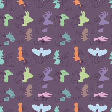Gölge Dikişsiz desen vektör çizim arka plan farklı hayvanlar gibi el jest