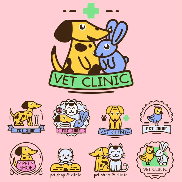 Autocollant graphique vectoriel pour badge animal de compagnie insigne domestique chien animal vétérinaire autocollant illustration — Image vectorielle