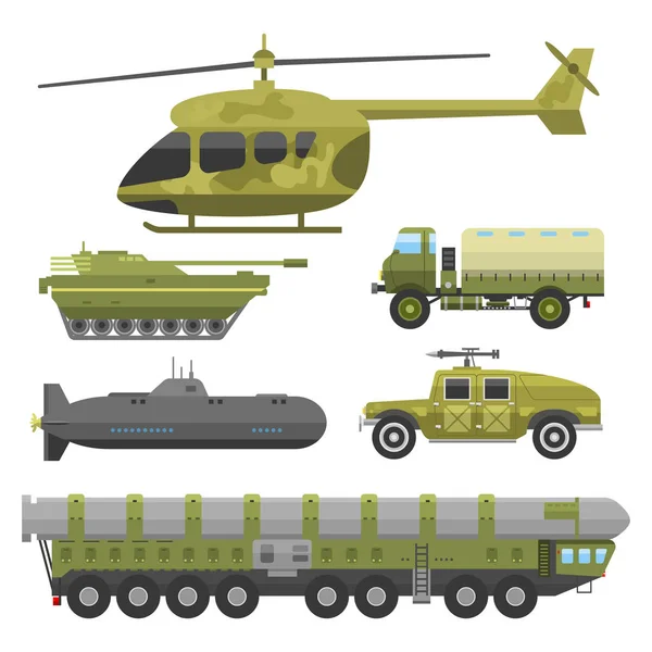 Militärtechnik Armee Kriegstransport Vektor Sammlung — Stockvektor