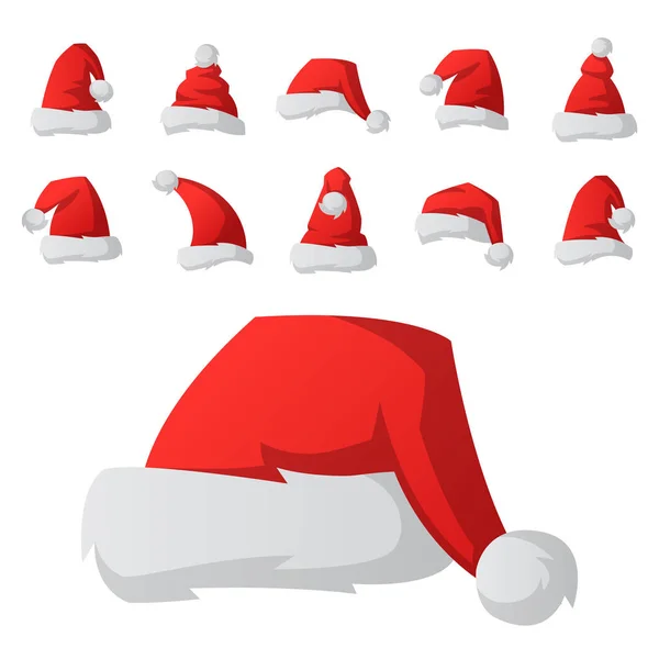 Santa Claude mode chapeau rouge chapeau élégance moderne chapeau hiver Noël vacances top vêtements vectoriel illustration . — Image vectorielle