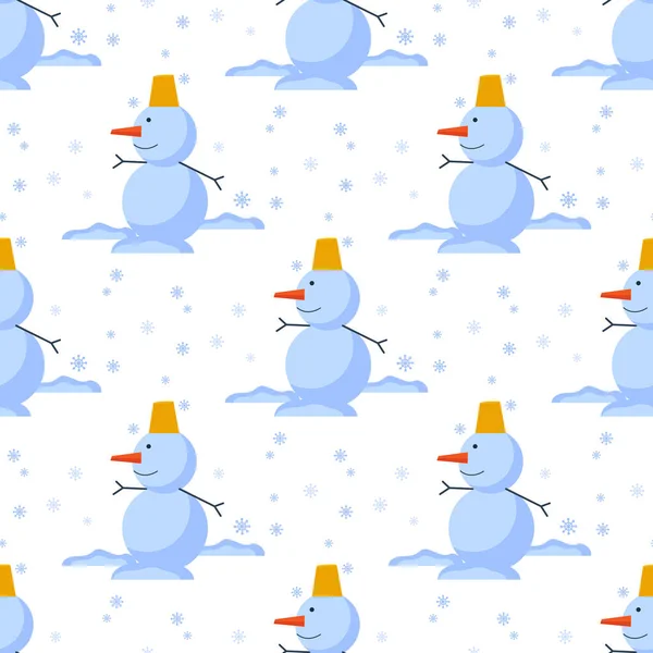 Kardan adam soğuk Noel sezon kış seamless modeli erkekte şapka karakteri xmas arka plan tatil kartı vektör çizim