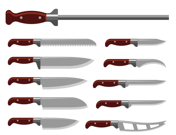 Couteau de cuisine arme acier tranchant poignard métal militaire dangereux épée métallique vecteur illustration — Image vectorielle