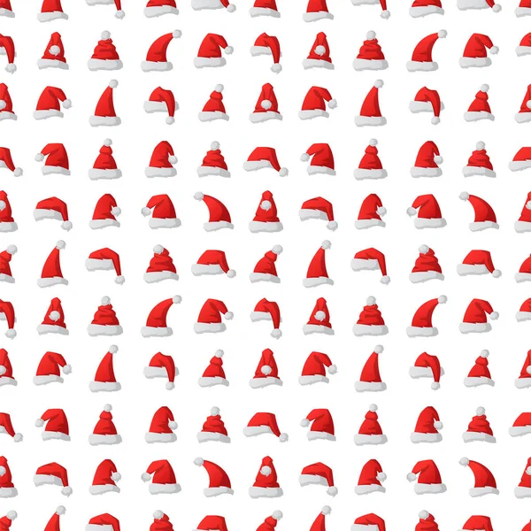 Santa Claus moda sombrero rojo patrón sin costuras fondo moderno elegancia gorra invierno Navidad vacaciones superior ropa vector ilustración . — Vector de stock