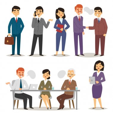 Grup Asya çalışma executive Çin iş insanlar profesyonel karakter illüstrasyon vektör