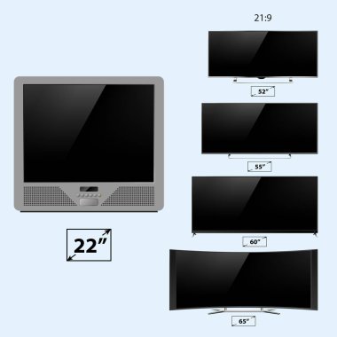TV ekran lcd monitör şablon elektronik cihaz teknolojisi dijital aygıt görüntü vektör çizim.