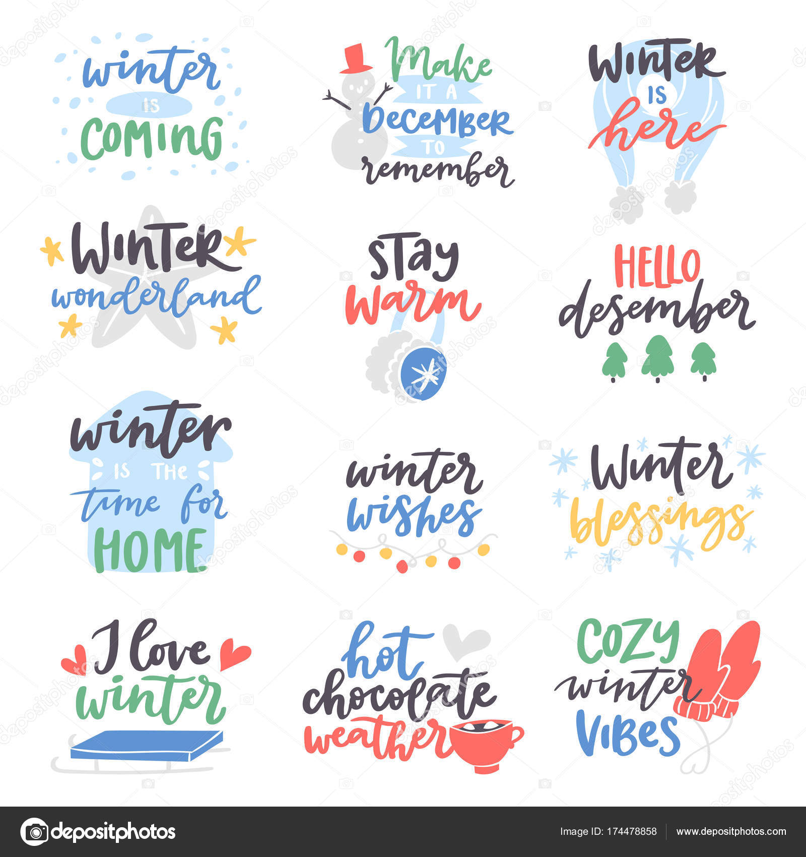 Winter Angebot Vektor Karte Text Design Logo Schriftzug Typografie