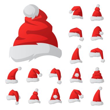 Noel Baba moda kırmızı şapka modern zarafet kap kış xmas tatil üstlük illüstrasyon vektör.