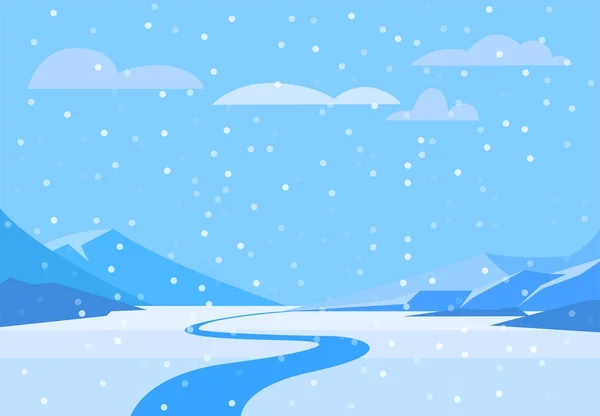 Paysage d'hiver avec arbre de Noël montagne gelé nature fond d'écran belle illustration vectorielle naturelle . — Image vectorielle