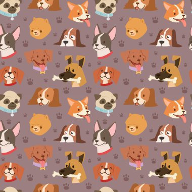 Köpekler sevimli evcil hayvan başları avatar yüz Dikişsiz desen arka plan vektör